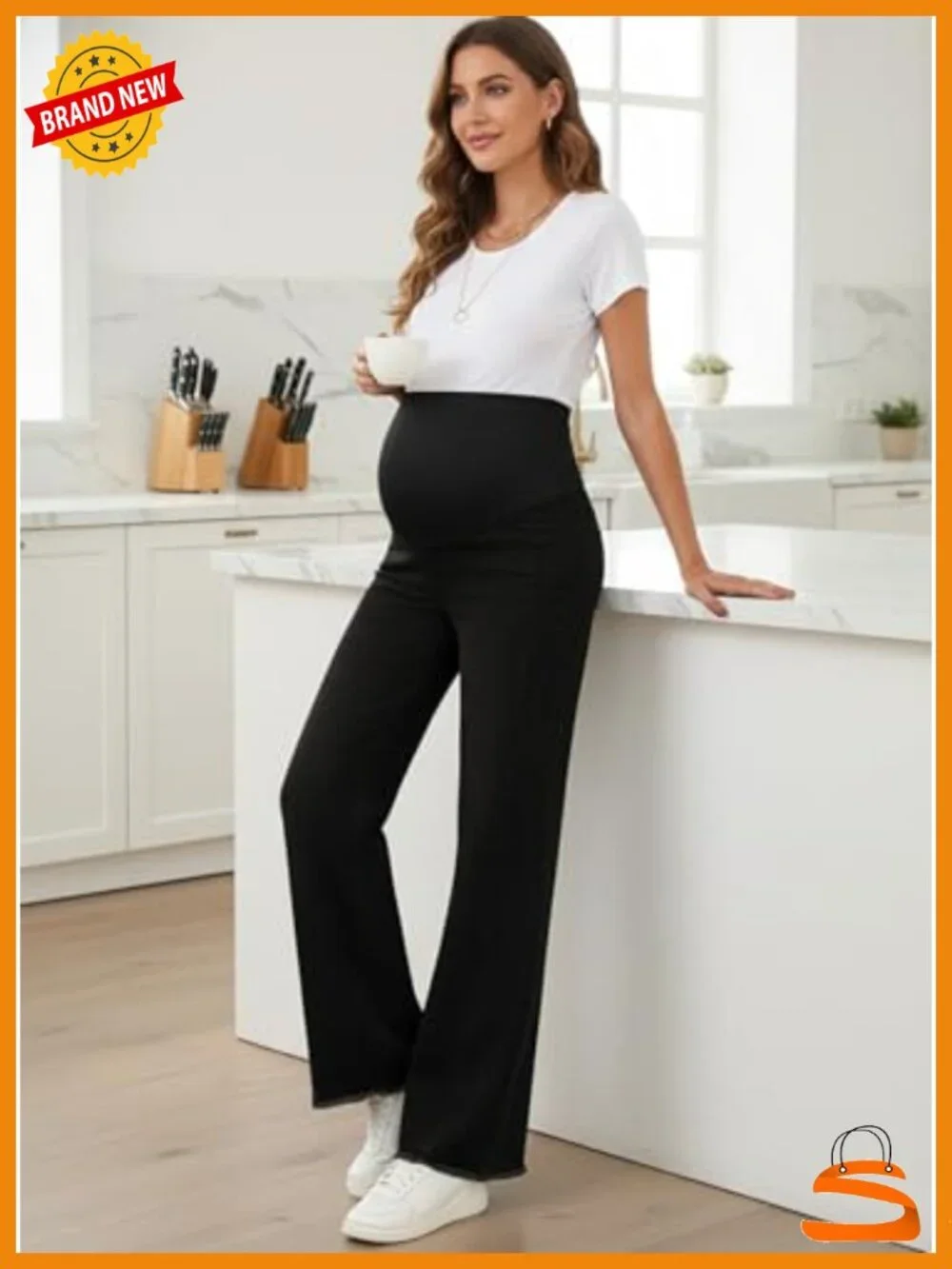 Maternity Straight Leg Ripped Boyfriend Jeans Stretchy Denim